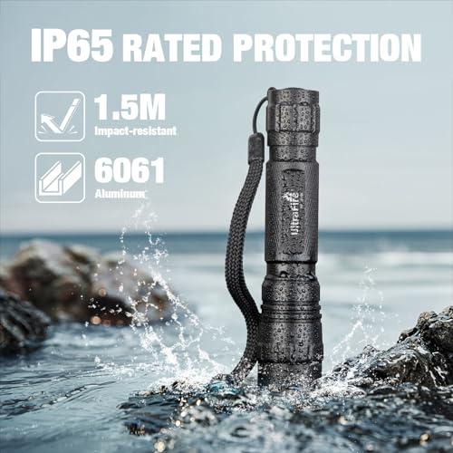 ULTRAFIRE Tactical Flashlight with Duty Belt Holster, 1000 Lumen Rechargeable Police Flashlight for Law Enforcement, 3-Mode Security LED Flashlight with Belt Holder WF-501BX