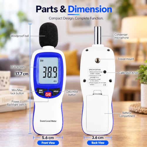 Landtek Bluetooth Decibel Meter with Data Logging 30-130 dB Portable Sound Level