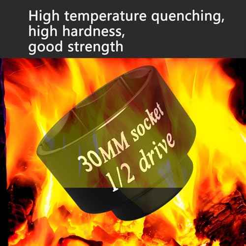 1/2 drive 30mm socket Impact removal axle nut 6 Point, for pulley and semi brake caliper retaining bolts Toyota 3VZ oil cooler Camry LE 4 cylinder the spark plug nuts Lawn Mower blades bolts