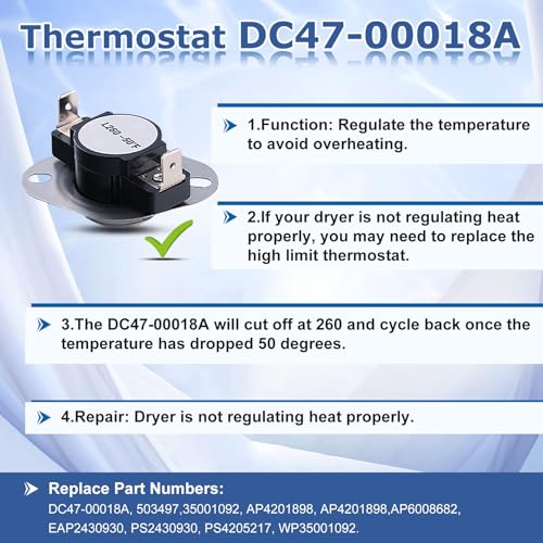 Azdele DC47-00016A Dryer Thermal Fuse Kit for Samsung Kenmore Dryers – Includes Thermostat, Thermistor & Replacement Parts
