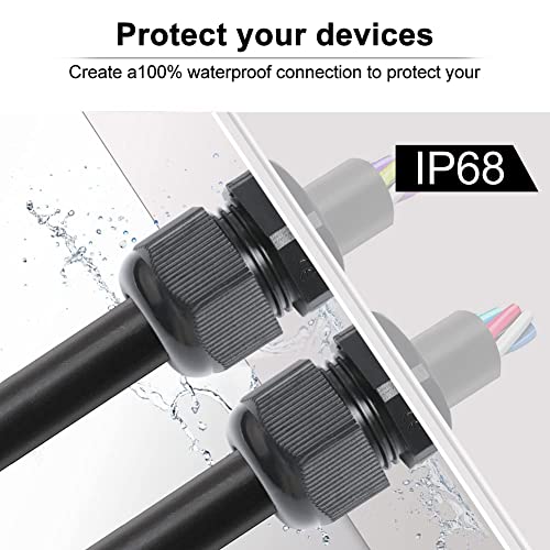 AIRIC 1/2" NPT Waterproof Cable Glands - Strain Relief Connectors, Pack of 12
