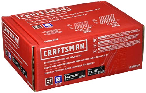 CRAFTSMAN 21° Round Head Nails - Ring Shank Framing Nails, 500-Count
