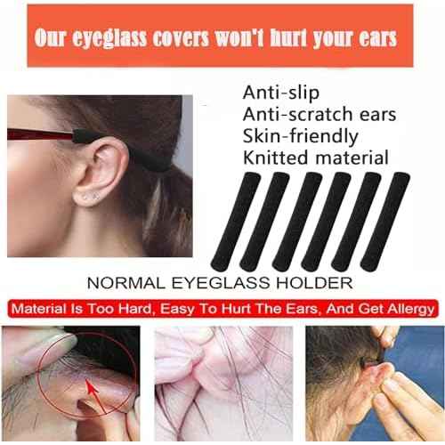 Glasses Ear Cushion, Eyeglasses Temple Tips Sleeve Protectors, Eyeglass Ears Behind Guards Ends Arm Covers