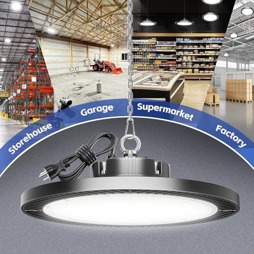B-1 Pack LED High Bay Light 200W 28000lm 5000K UFO Shop Light with Plug & Hook