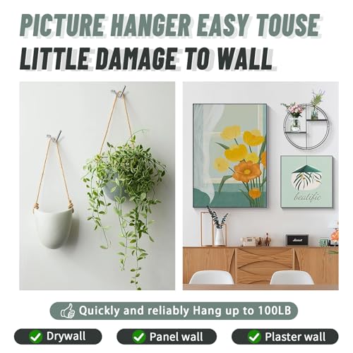 30pcs Silver Wall Picture Hooks Drywall Hangers for Art Mirrors Shelves
