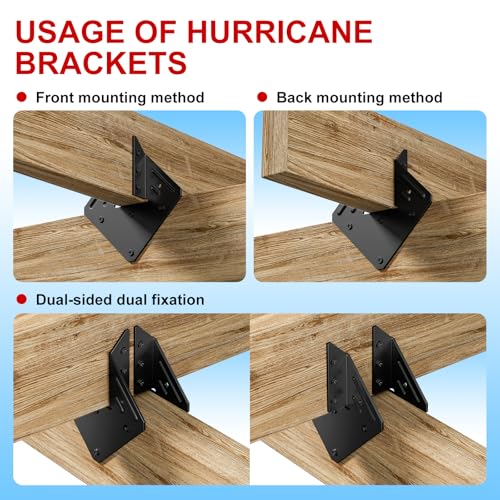 JimXiaLai Black Steel Hurricane Ties for Rafters - 30 Pack, 1.2mm Heavy-Duty