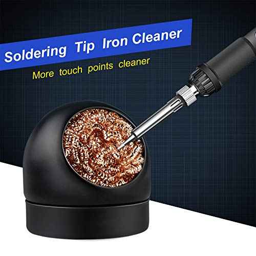 Soldering Iron Tip Cleaner Non-Slip Solder Tip Cleaning Wire Ball & Base Holder Soft Coiled Brass Tip Cleaner Kit