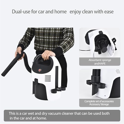 SIPPON Black & White Wet Dry Shop Vacuum Portable Handheld for Car Garage