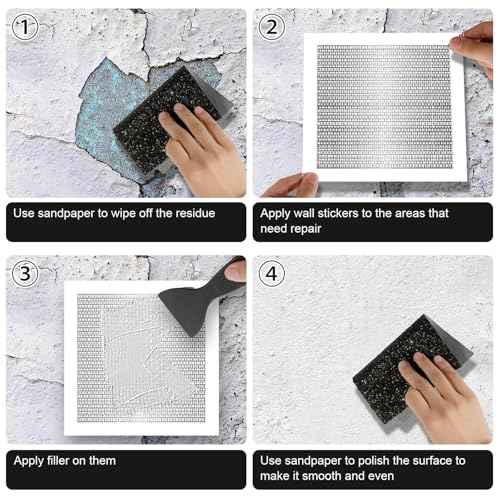8pcs Drywall Patches, 3 Sizes Self Adhesive Wall Hole Repair Patches Dry Wall Patch Repair Kit Screen Patch Repair Kit for Broken Walls Repairing or Ceiling Filler