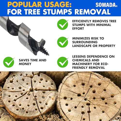 SOMADA 1/2-Inch x 6-Inch Auger Drill Bit for Wood, Quick Change Hex Shank 3/8-Inch One Piece, Ship Auger Long Drill Bit for Soft and Hard Wood, Plastic, Drywall and Composite Materials