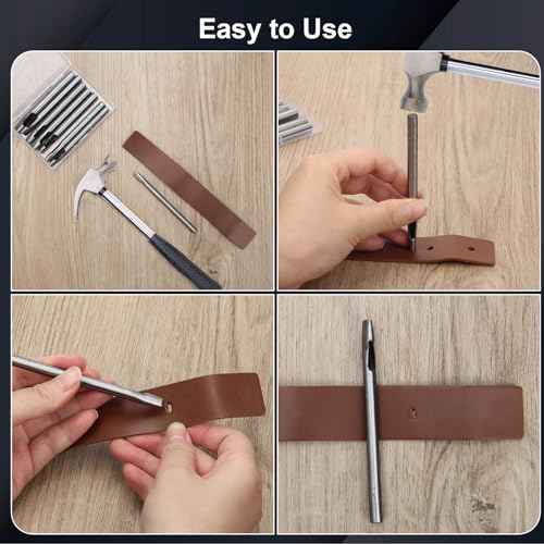 8 Size Oval Hole Punch for Leather 2mm-5mm, Boyistar Leather Craft Punch Tools Set Hollow Punching Oval Belt Hole Cutter Tool for Watch Band, Belt, with Storage Box