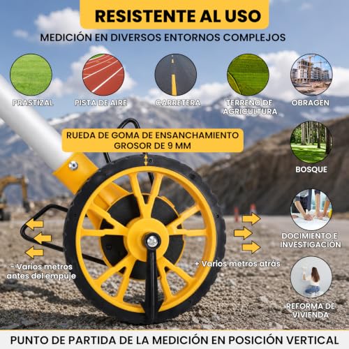 Yunir Digital Distance Measuring Wheel with Backlit Display, 23-40in Extendable, Memory Save 5 Data
