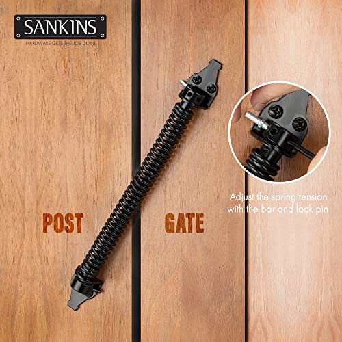 SANKINS 14-Inch Heavy Duty Adjustable Self-Closing Gate Spring - Outdoor Fence Hardware