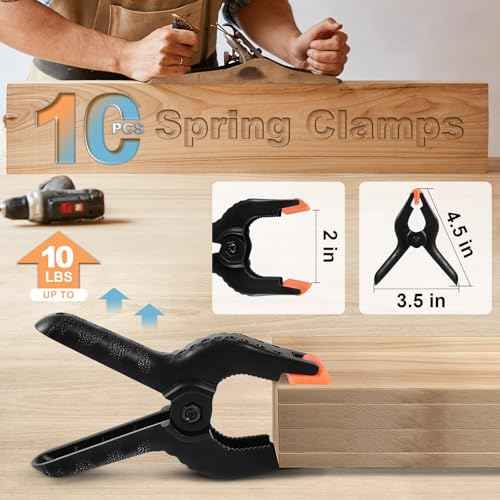10 Pcs Spring Clamps, PureGuard 4.5 Inch Large Plastic Spring Clips Clamps Heavy Duty Woodworking Clamps for Crafts Balloon Arch Photography Backdrop Stand Pool Cover Clips