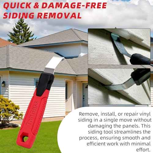 TonGass Vinyl Siding Removal Tool with Extra Long Non-Slip Grip Handle, Steel Blade Vinyl Installation and Removal Tool, The Ultimate Vinyl Siding Zip Tool, Avoid Damaging Vinyl Siding Tool