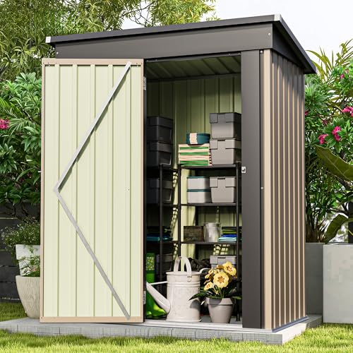 Patiowell 5x3 FT Outdoor Storage Shed Brown - Weatherproof Garden Tool Storage