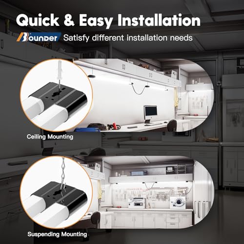 Black 4ft Linkable LED Shop Light 6500K, 40W Garage Lighting - BBOUNDER