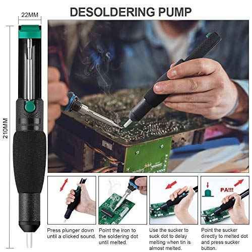 Soldering Iron, Soldering Kit, 19-in-1 60w Soldering Iron Kit Electronics Adjustable Temperature Welding Iron with ON/OFF Switch, Digital Multimeter, 5 Tips, Desoldering Pump, Screwdriver, Tweezers