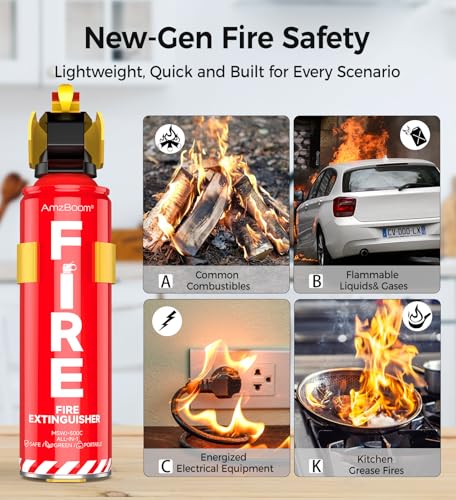 AmzBoom Water-Based Fire Extinguishers 3 Pack for Home, Car, Boat - Portable & Eco-Friendly