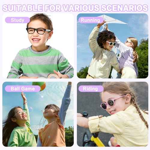 Kids Glasses Strap, No Tail Eyeglasses Strap For Kids 3Pcs, Age 3-12 Baby Sunglasses Straps for Girls, Boys, Toddler, Adjustable Eyewear Retainer for Sports (Black, Red, Purple, 9.5in)