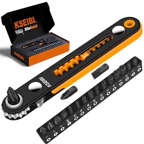 KSEIBI 181787 Mini Ratchet Wrench Set 18-Piece | 1/4" Drive, Slim Profile with Durable Right Angle Screwdriver Bits | Versatile & Compact Tool Kit with Gift Storage Box for Home & Professional Use