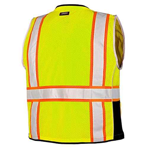 Kishigo Premium Black Series Heavy Duty Unisex Reflective Safety Vest, ANSI Type R/Class 2 Compliant, 6 Pockets