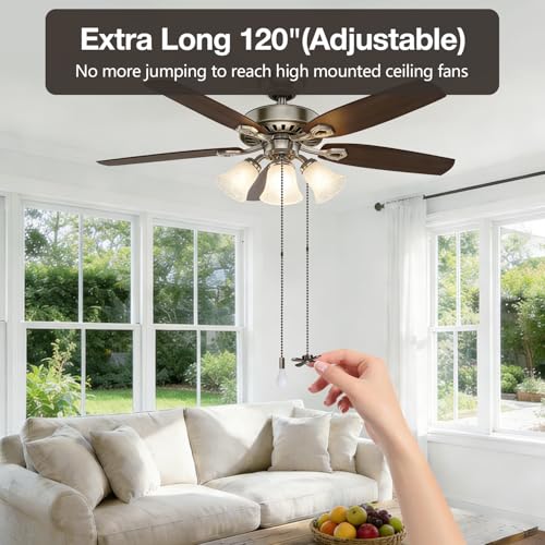 Retro Bronze 120-Inch Ceiling Fan Pull Chain Extension - Antique Brass Finish