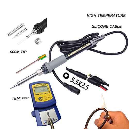 Soldering Iron, Soldering Iron Kit, 35W Adjustable Temperature Welding Tool, 5pcs Solder Soldering Iron Tip, with Car Battery Charger, AC/DC Adapter 110-240V/12V 3A, PU Carry Bag
