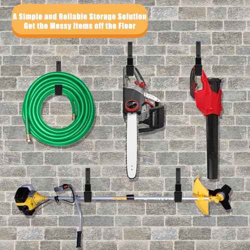 Heavy Duty Utility Hooks for Wall Mount, Garage Wall Hooks, Multi-Use Hose, Bike, Ladder, Chainsaw & Leaf Blower Hanger - 6 Medium (6 M)