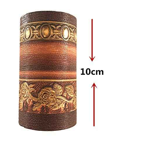 Simplemuji 3D Self Adhesive Decorative Floral Molding Waterproof Wallpaper Border Peel and Stick for Bathroom Kitchen Counter Top Tiles Sticker,4 Inch by 16.5 Feet (Dark Brown Wood Grain )