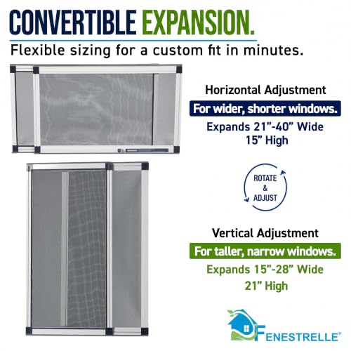 Fenestrelle Expandable Window Screen 15" H x 21-40" W - Medium 2-Pack