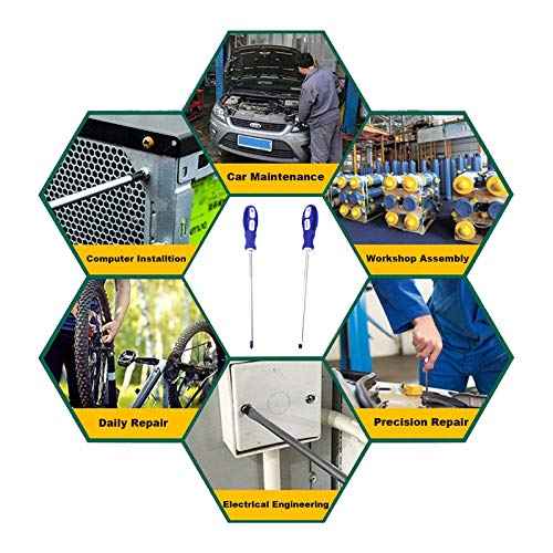 Slotted and Phillips Screwdriver, 8" Long Cross-head & Flat Blade £¨PH2£©, 2 Packs Magnetic Screwdriver with Rubber Handle (8 inch)