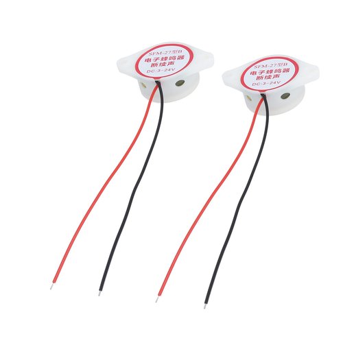 Buzzer Alarm, Premium Motor 80dB High Sensitivity Buzzer Alarm Kit, ABS Material SFM-27II Set with Connecting Wires for , Electric Beep (White)