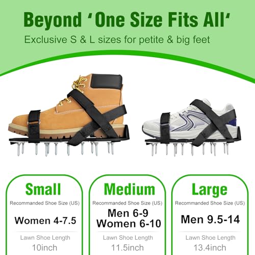 DenForste Medium Black Lawn Aerator Shoes for Grass & Garden Soil, Adjustable & Durable