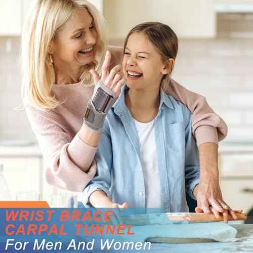 Wrist Brace for Carpal Tunnel, Adjustable Night Wrist Support Brace with Splints Right Hand, Hand Support for Arthritis, Tendonitis, Sprain, Injuries, Wrist Pain, Men Women, Medium/Large