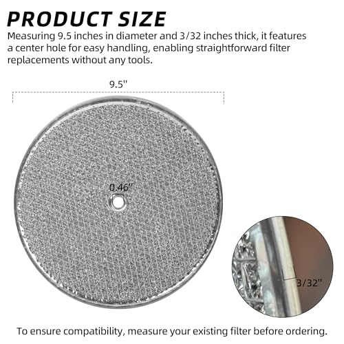(3-Pack) Calvana 9-1/2" Aluminum Grease Filters with Center Hole for Range Hood