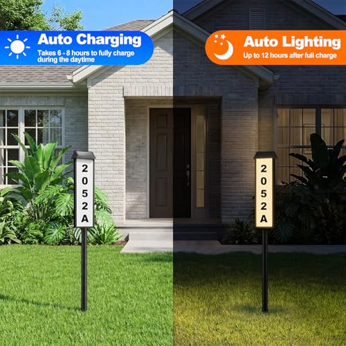 Brightever Solar Address Sign 1 Pack with Dual Panels & 3 Adjustable Heights