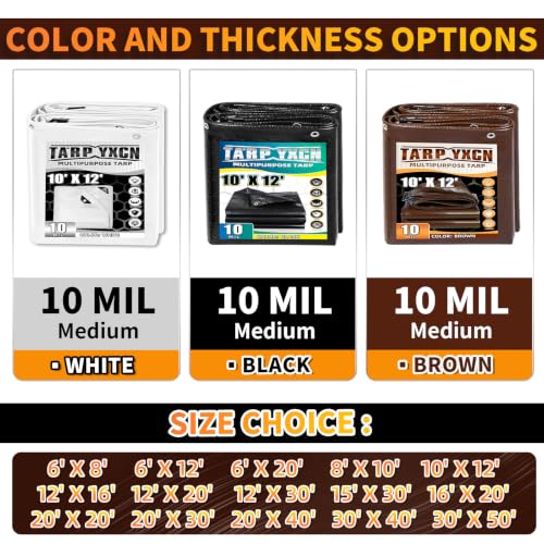 Brown Tarp 20x30 Feet, 10 Mil Waterproof Poly Tarp, Medium Duty, Reinforced Corners