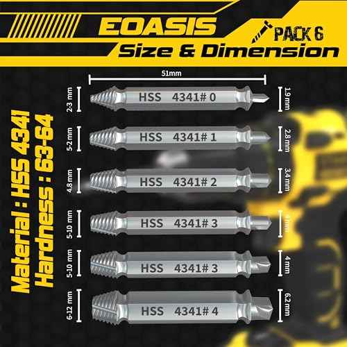 Gifts for Men ? Stripped Screw Extractor Set ? Father¡¯s Day Gifts from Wife, Daughter, & Son ? Easy Out Extractor Set for Nuts, Screws & Bolts ? Perfect Husband & Birthday Gifts (Silver (Pack of 6))