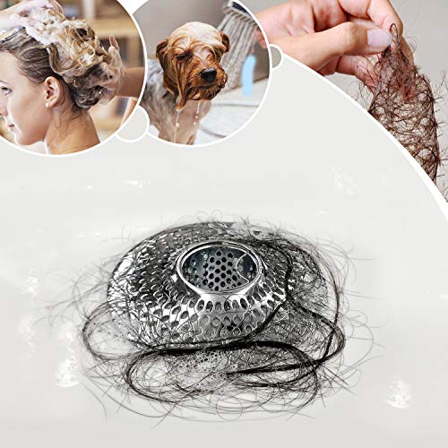 LEKEYE Silver Stainless Steel Drain Hair Catcher for Bathtub Shower Drain Protector