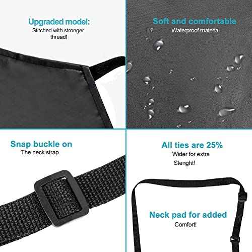 Gotega Waterproof Rubber Vinyl Apron 40 Inch Heavy Duty Chemical Work Apron Durable with Adjustable Bib Apron for Dishwashing Black