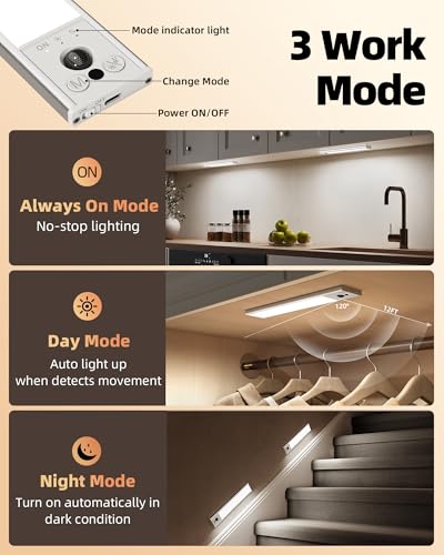 EZVALO 10-Inch White Rechargeable Under Cabinet Motion Sensor Light - 2 Pack