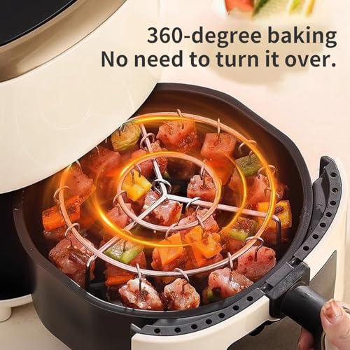 FOTN 2025 Air Fryer Grill Skewer Rack - 30 Vertical Stainless Kabob Skewers with Round Hanging
