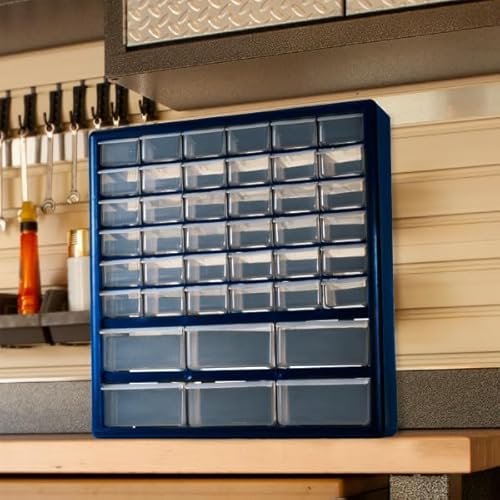 Plastic Storage Drawers ? 42 Compartment Organizer ? Desktop or Wall Mount Container for Hardware, Parts, Crafts, Beads, or Tools by Stalwart, 10 Targets