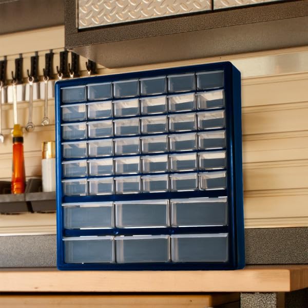 Stalwart Storage Drawers – 42 Compartment Desktop or Wall Mount Organizer (Variation: Storage Drawers) - Clear Polypropylene