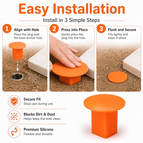 Orange Baseball Base Plugs 8 Pack - Field Anchors for Softball & Baseball