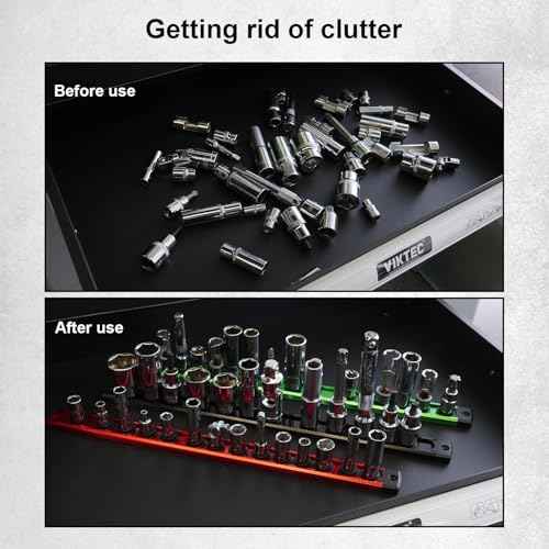 Magnetic Socket Holder Organizer Set:3/8-Inch Drive Socket Trays Socket, 360¡Æ Swivel 14 Clips Socket Holder Kit, For Automotive Mechanic Garage (Red)