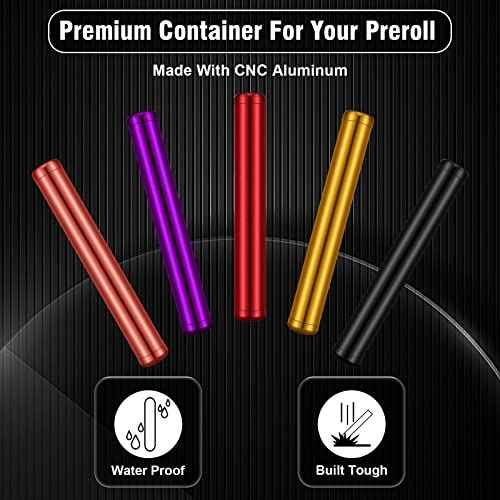 Amylove 5 Pieces Cute Small Metal Aluminum Waterproof Metal Case for Purse Pocket Travel, 4.5 Inches (Purple, Gold, Pink, Red, Black)