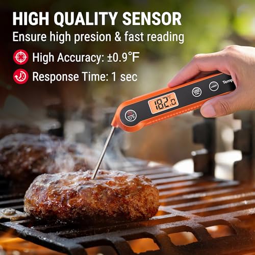 TempPro TempSwift 1 Second Digital Meat Thermometer Orange - Waterproof & Fast Reading