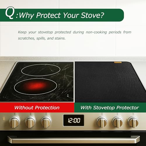PONGARD 30x21 Fireproof Stove Top Cover - Waterproof, Heat-Resistant Stovetop Protector for Electric/Ceramic Glass Tops, Anti-Scratch Black